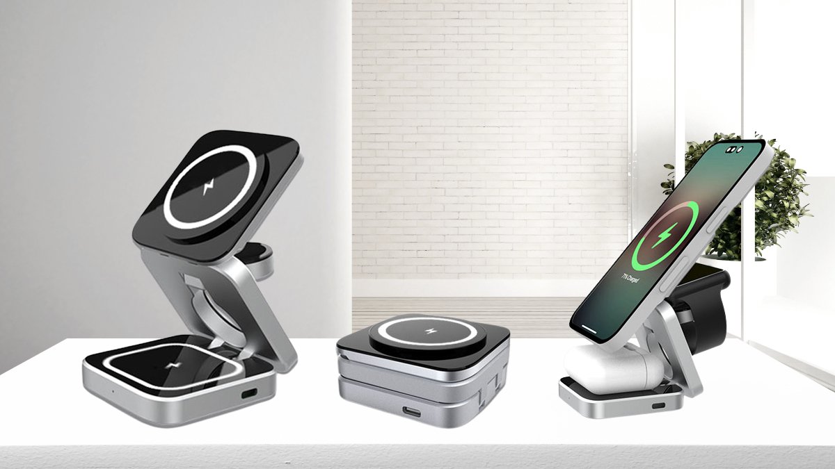 Charge 3 Devices at Once! Portable Fast Charger with QI2 for MagSafe Apple & Galaxy