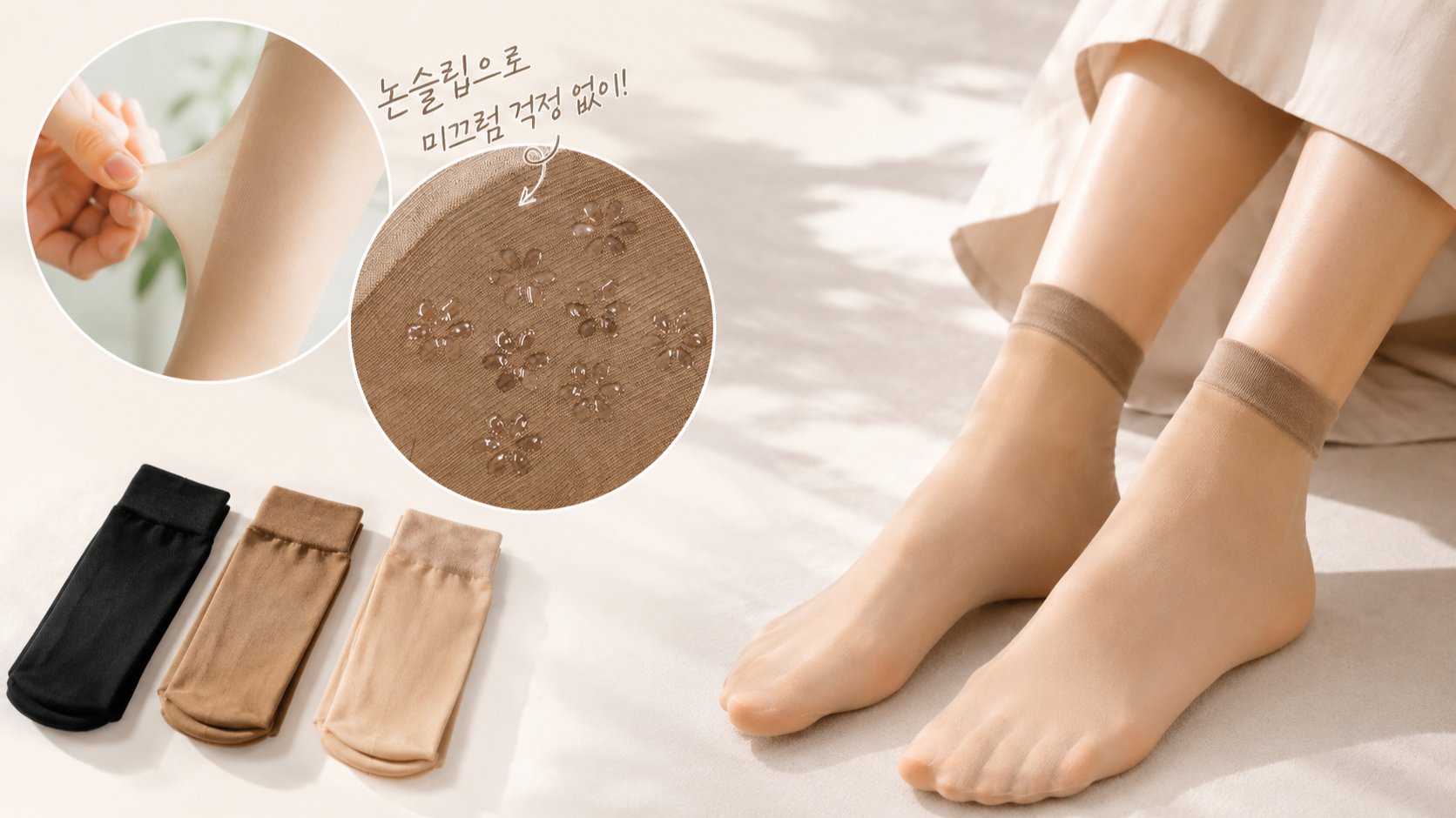 구두 속 발이 자꾸 미끄러진다면? 미끄럼방지 발목스타킹