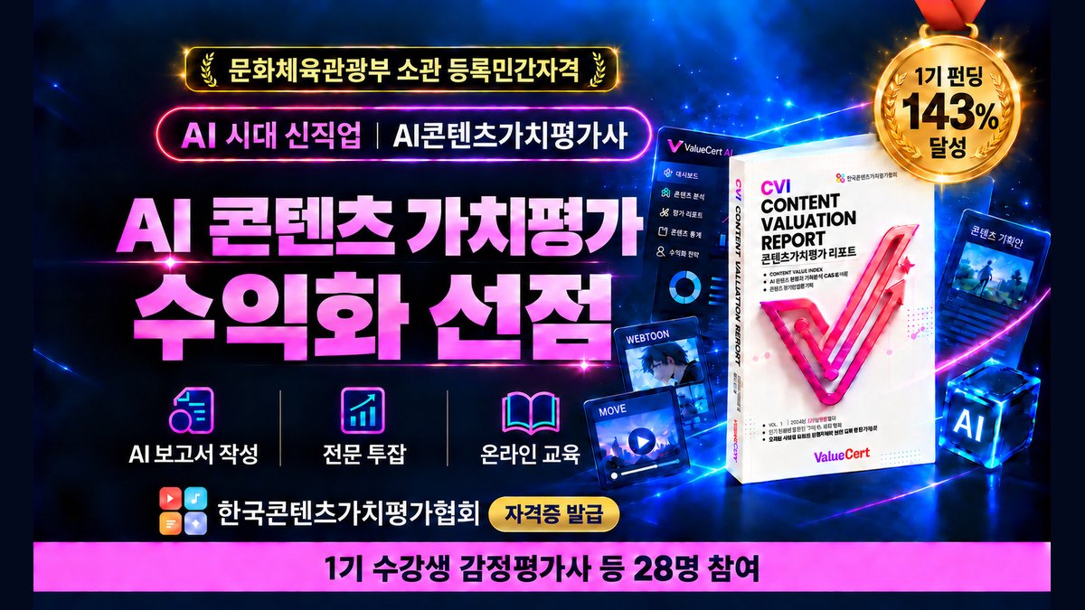 [1기 143% 달성] AI콘텐츠가치평가사, 전문 투잡·수익화 UP!